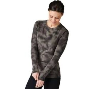 Smartwool 100% merino wool Long Sleeve Plant Based Tie-Dye Top spell out sleeve